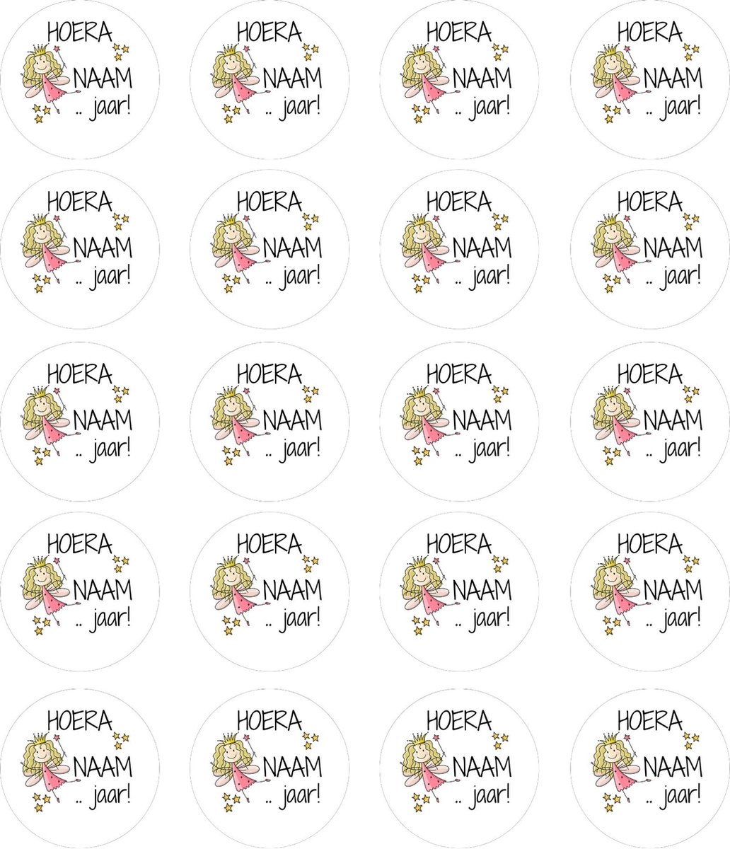 20 x Stickers Met Naam Leeftijd | Verjaardag Fee Prinses | Gepersonaliseerd | Sluitstickers | Kinderfeest Traktatie — afbeelding 2