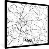 Cadre photo avec affiche Zwart Wit- België - Alost - Plan de la ville - Carte - Zwart Wit - Carte - 40x40 cm - Cadre pour affiche