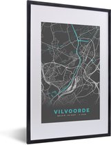 Cadre photo avec affiche - Plan de la ville - Grijs - Carte - Vilvoorde - België - Carte - 40x60 cm - Cadre pour affiche
