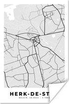 Poster Stadskaart – Plattegrond – België – Zwart Wit – Herk de Stad – Kaart - 20x30 cm