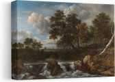Artaza Canvas Schilderij Landschap met Waterval - Jacob van Ruisdael - 30x20 - Klein - Kunst - Canvas Print