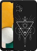 Hoesje Zwart Geschikt voor Samsung Galaxy A13 Abstract Moon White