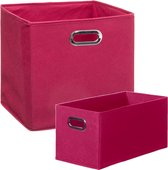 Set van 2x stuks opbergmanden/kastmanden 7 en 29 liter framboos roze van linnen 31 cm - Opbergboxen - Vakkenkast manden