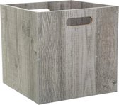 Opbergmand/kastmand 29 liter grijs/greywash van hout 31 x 31 x 31 cm - Opbergboxen - Vakkenkast manden