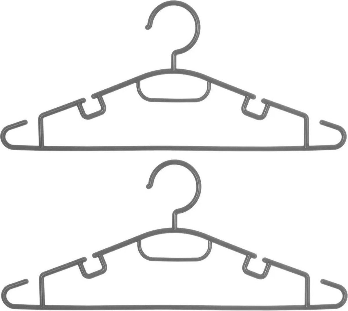 Set van 30x stuks kunststof kledinghangers grijs 40 x 18 cm - Kledingkast hangers/kleerhangers