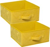 Set van 2x stuks opbergmand/kastmand 14 liter geel polyester 31 x 31 x 15 cm - Opbergboxen - Vakkenkast manden