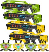 Light Battle Connect Mega Blasters - 4 Laserguns + 4 lasergame vesten - Met unieke anti-cheat functie tegen valsspelen - Complete speelgoed lasergame set voor 4 spelers