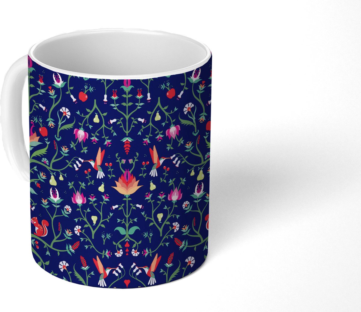 Mok - Koffiemok - Bloemen - Eekhoorn - Patronen - Mokken - 350 ML - Beker - Koffiemokken - Theemok