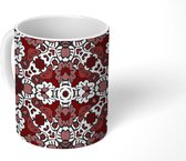 Mok - Koffiemok - Bloemen - Rood - Patronen - Mokken - 350 ML - Beker - Koffiemokken - Theemok