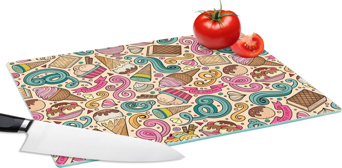 Glazen Snijplank - 39x28 - Patroon - Wafel - IJs - Snijplanken Glas