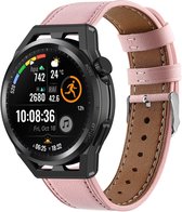 Leer Smartwatch bandje - Geschikt voor Strap-it Huawei Watch GT Runner bandje leer - roze - GT Runner - 22mm - Strap-it Horlogeband / Polsband / Armband