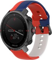 Siliconen Smartwatch bandje - Geschikt voor  Polar Grit X Pro triple sport band - rood-wit-blauw - Strap-it Horlogeband / Polsband / Armband