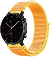 Nylon Smartwatch bandje - Geschikt voor Strap-it Amazfit GTR 2 nylon band - lichtgeel - GTR 2 - 22mm - Strap-it Horlogeband / Polsband / Armband