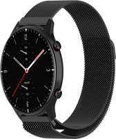 Milanees Smartwatch bandje - Geschikt voor Strap-it Amazfit GTR 2 Milanese band - zwart - GTR 2 - 22mm - Strap-it Horlogeband / Polsband / Armband