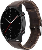 Leer Smartwatch bandje - Geschikt voor Strap-it Amazfit GTR 2 leren band - donkerbruin - GTR 2 - 22mm - Strap-it Horlogeband / Polsband / Armband