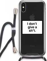 Case Company® - iPhone XS Max hoesje met Koord - Don't give a shit - Telefoonhoesje met Zwart Koord - Extra Bescherming aan alle Kanten en Over de Schermrand