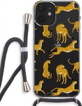 Case Company® - iPhone 12 hoesje met Koord - Luipaard - Telefoonhoesje met Zwart Koord - Extra Bescherming aan alle Kanten en Over de Schermrand