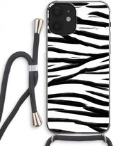 Case Company® - iPhone 12 hoesje met Koord - Zebra pattern - Telefoonhoesje met Zwart Koord - Extra Bescherming aan alle Kanten en Over de Schermrand