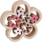 decoratie-ornament Bloem 12 cm hout blank