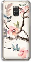 Case Company® - Samsung Galaxy A8 (2018) hoesje - Japanse bloemen - Soft Cover Telefoonhoesje - Bescherming aan alle Kanten en Schermrand