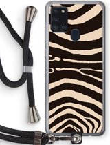 Case Company® - Samsung Galaxy A21s hoesje met Koord - Arizona Zebra - Telefoonhoesje met Zwart Koord - Bescherming aan alle Kanten en Over de Schermrand