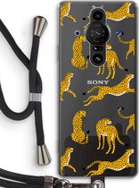 Case Company® - Sony Xperia Pro-I hoesje met Koord - Luipaard - Telefoonhoesje met Zwart Koord - Bescherming aan alle Kanten en Over de Schermrand