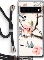 Case Company® - Google Pixel 6 Pro hoesje met Koord - Japanse bloemen - Telefoonhoesje met Zwart Koord - Bescherming aan alle Kanten en Over de Schermrand
