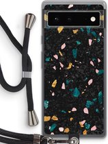 Case Company® - Google Pixel 6 hoesje met Koord - Terrazzo N°10 - Telefoonhoesje met Zwart Koord - Bescherming aan alle Kanten en Over de Schermrand