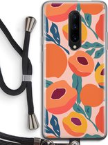 Case Company® - OnePlus 7 Pro hoesje met Koord - Perzik - Telefoonhoesje met Zwart Koord - Bescherming aan alle Kanten en Over de Schermrand