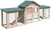 PawHut Konijnenhok konijnenkooi konijnenhok met twee verdiepingen en buitenverblijf hout D51-103