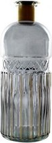 decoratiefles 9 x 24 cm glas transparant/grijs