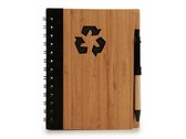 notitieboek 18 x 14 cm gelinieerd naturel/zwart 2-delig