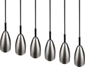 LED Hanglamp - Hangverlichting - Torna Farona - E14 Fitting - 6-lichts - Rond - Mat Nikkel - Aluminium