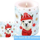 Set: Kaars + 20 servetten klein winter lama winterdecoratie | AMB6126-WL | Ambiente