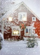 muurdecoratie wintertafereel led 30 x 40 cm canvas