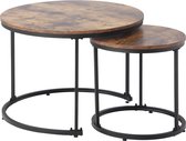 Merax Ronde Salontafel met Bijzettafel - Tafel Set van 2 - Bruin