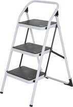 Luxiqo® Opvouwbare Huishoudtrap – Keukentrap – Multifunctionele Ladder – Inklapbaar – Aluminium – 48 x 62 x 92 cm – Laadvermogen van 150 kg