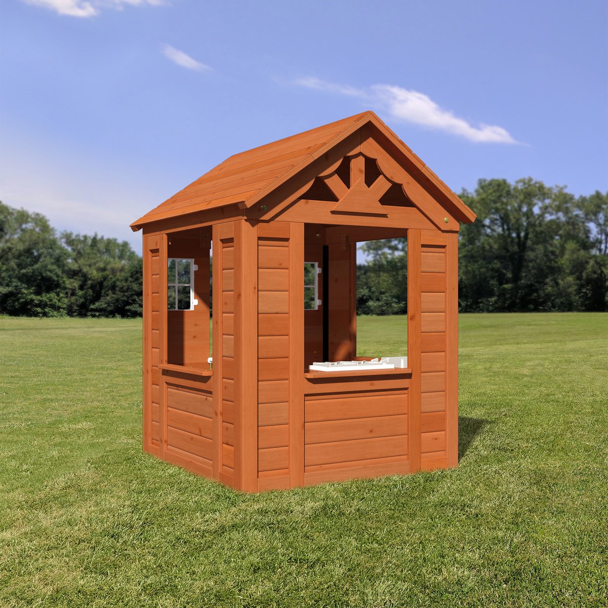 Backyard Discovery Timberlake Speelhuis in Bruin - Houten Speelhuisje met Speelkeuken, Telefoon en meer accessoires - Speelhuis voor de tuin / buiten — afbeelding 5
