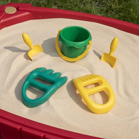 Step2 – Table De Sable Naturally Playful Avec Couvercle, 91x66 Cm, Circuit De Course Intégré, 5 Accessoires – Dès 2 Ans