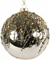 kerstbal Kelly 10 cm glas zilver/goud