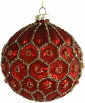 kerstbal Sylva 10 cm glas rood