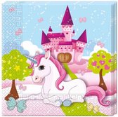 servetten Unicorn junior 33 cm papier roze 20 stuks