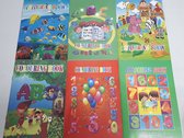 Kleurboekjes met Stickervel 21 x 14 cm - Diverse Designs - Totaal 48 Pagina's - Voordeel Set van 6 Stuks - Plus doosje met 12 potloden en GRATIS Uil Puntenslijper