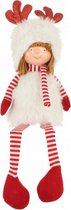 kerstfiguur meisje 58 x 12 cm textiel rood