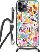 Case Company® - iPhone 11 Pro hoesje met Koord - Watercolor Brushstrokes - Telefoonhoesje met Zwart Koord - Extra Bescherming aan alle Kanten en Over de Schermrand