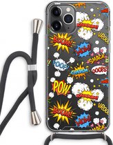 Case Company® - iPhone 11 Pro Max hoesje met Koord - Pow Smack - Telefoonhoesje met Zwart Koord - Extra Bescherming aan alle Kanten en Over de Schermrand