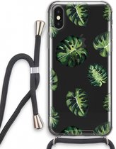 Case Company® - iPhone X hoesje met Koord - Tropische bladeren - Telefoonhoesje met Zwart Koord - Extra Bescherming aan alle Kanten en Over de Schermrand