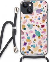 Case Company® - iPhone 13 mini hoesje met Koord - Terrazzo Memphis - Telefoonhoesje met Zwart Koord - Extra Bescherming aan alle Kanten en Over de Schermrand