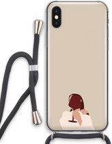 Case Company® - iPhone X hoesje met Koord - I drink wine - Telefoonhoesje met Zwart Koord - Extra Bescherming aan alle Kanten en Over de Schermrand