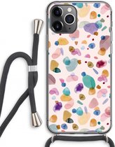 Case Company® - iPhone 11 Pro Max hoesje met Koord - Terrazzo Memphis - Telefoonhoesje met Zwart Koord - Extra Bescherming aan alle Kanten en Over de Schermrand